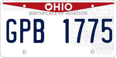 OH license plate GPB1775
