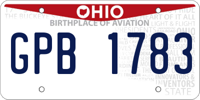 OH license plate GPB1783