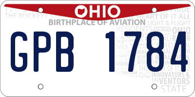 OH license plate GPB1784