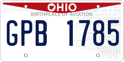 OH license plate GPB1785