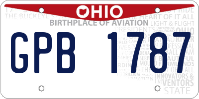 OH license plate GPB1787