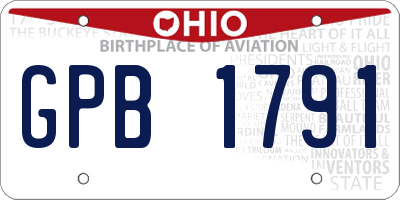 OH license plate GPB1791