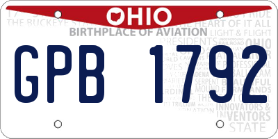 OH license plate GPB1792