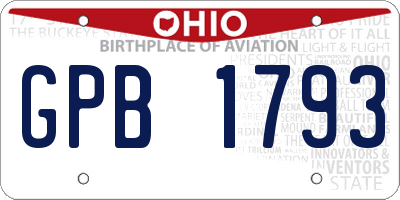 OH license plate GPB1793