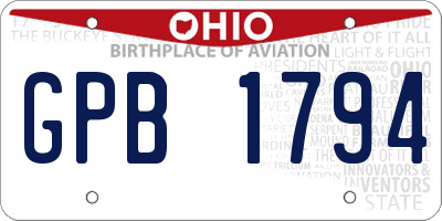 OH license plate GPB1794