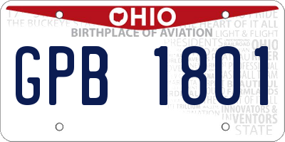 OH license plate GPB1801