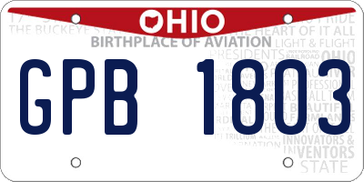 OH license plate GPB1803