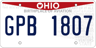 OH license plate GPB1807
