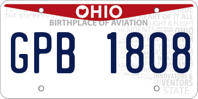 OH license plate GPB1808