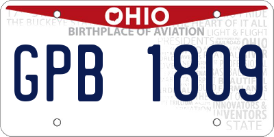 OH license plate GPB1809