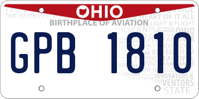 OH license plate GPB1810