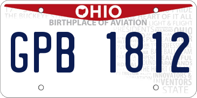 OH license plate GPB1812