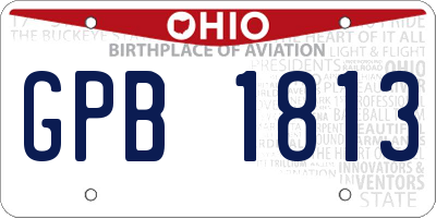 OH license plate GPB1813