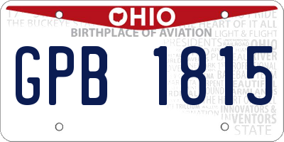 OH license plate GPB1815