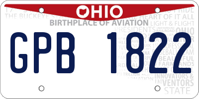 OH license plate GPB1822