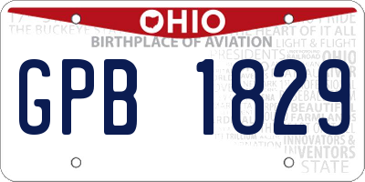OH license plate GPB1829