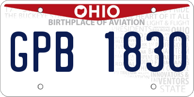 OH license plate GPB1830