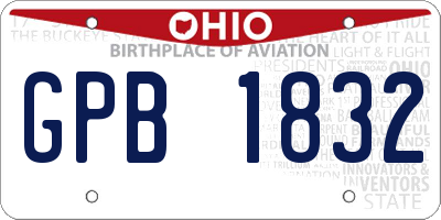 OH license plate GPB1832