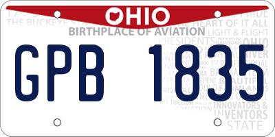 OH license plate GPB1835