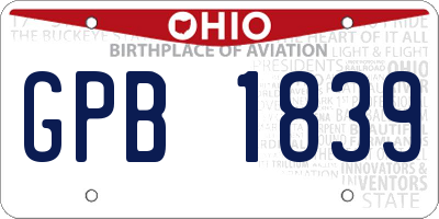 OH license plate GPB1839