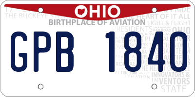 OH license plate GPB1840