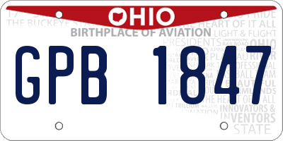 OH license plate GPB1847