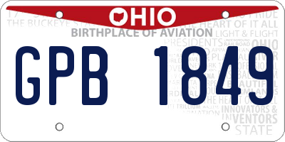 OH license plate GPB1849