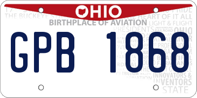 OH license plate GPB1868