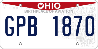 OH license plate GPB1870