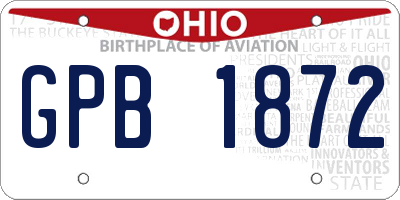 OH license plate GPB1872