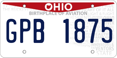OH license plate GPB1875