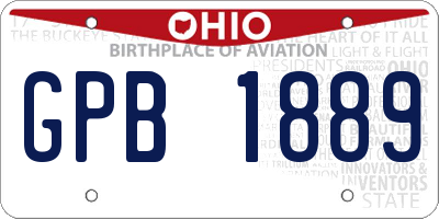 OH license plate GPB1889