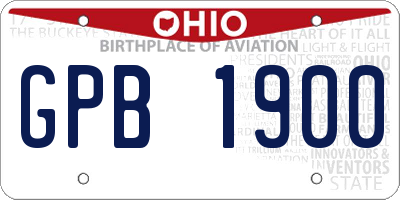 OH license plate GPB1900