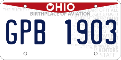 OH license plate GPB1903