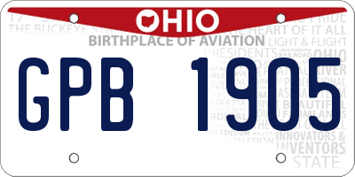 OH license plate GPB1905