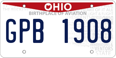 OH license plate GPB1908