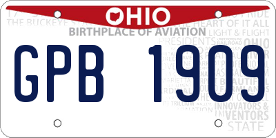 OH license plate GPB1909