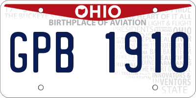 OH license plate GPB1910
