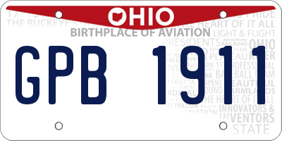 OH license plate GPB1911