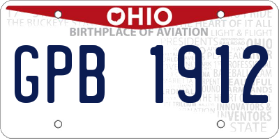 OH license plate GPB1912
