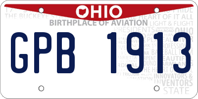 OH license plate GPB1913