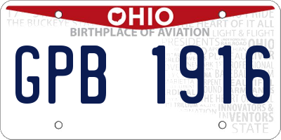 OH license plate GPB1916