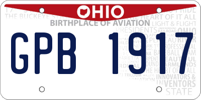 OH license plate GPB1917