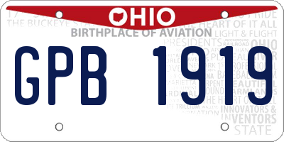 OH license plate GPB1919