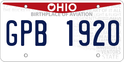 OH license plate GPB1920