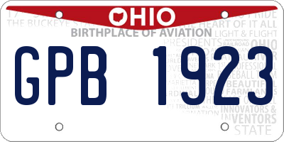 OH license plate GPB1923
