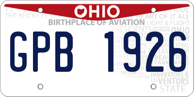 OH license plate GPB1926