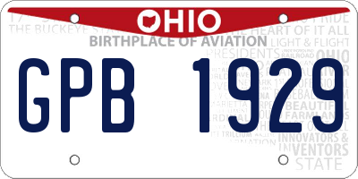OH license plate GPB1929