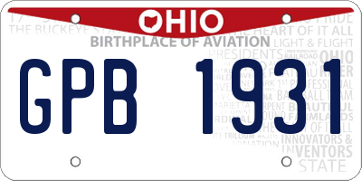 OH license plate GPB1931