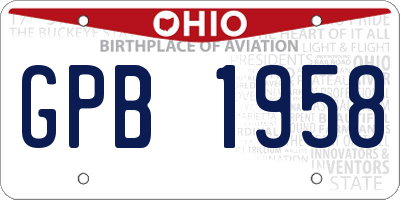 OH license plate GPB1958
